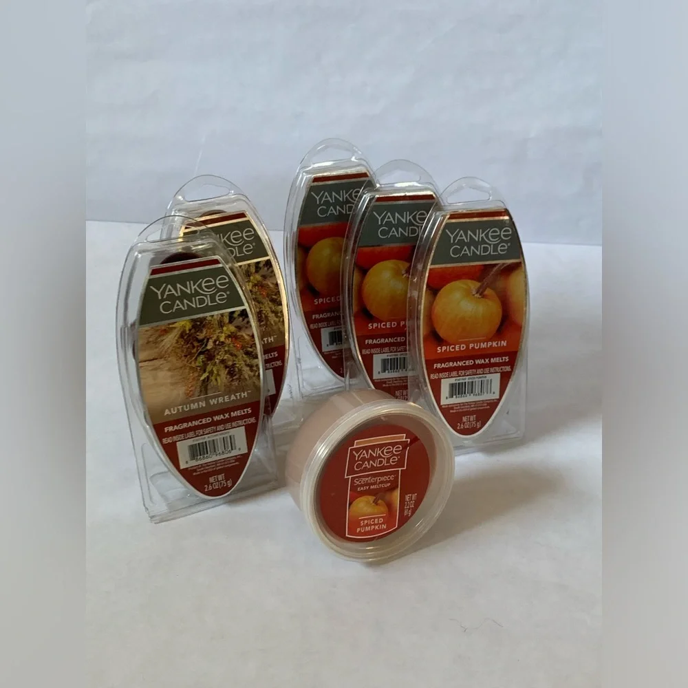 6 Yankee Candle Fragranced Wax Melts Autumn Wreath and Spiced Pumpkin